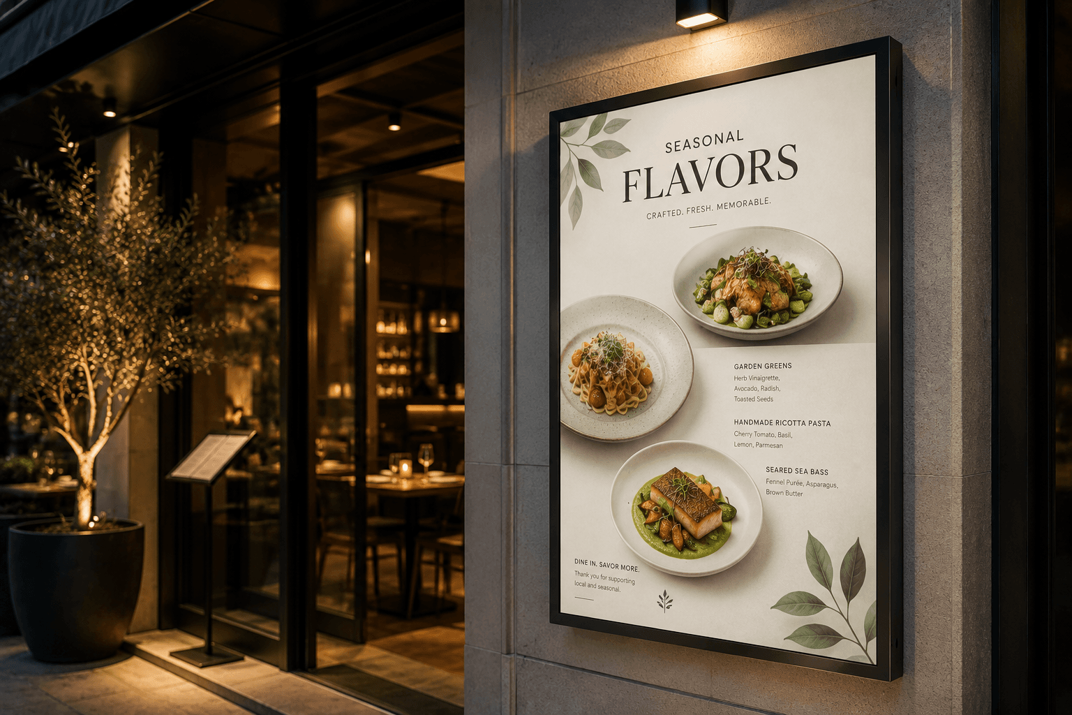 E-Paper Display in Restaurant - Seasonal Menu