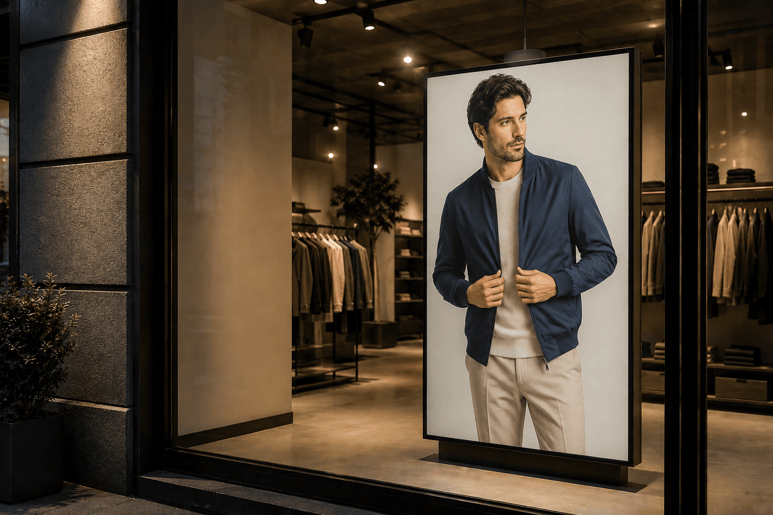 E-Paper Display in Retail Store - Men's Fashion